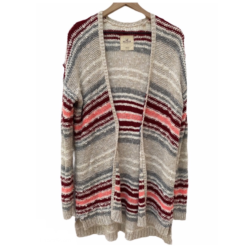 Hollister Multicolor Striped Open Front Knit Cardigan Sweater Women’s Size XS/S